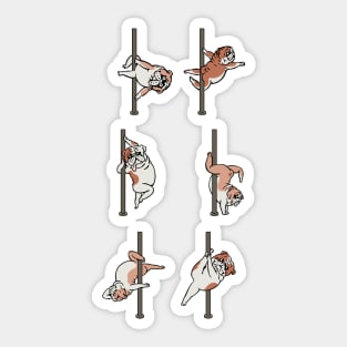 Pole Dance English Bulldog Sticker